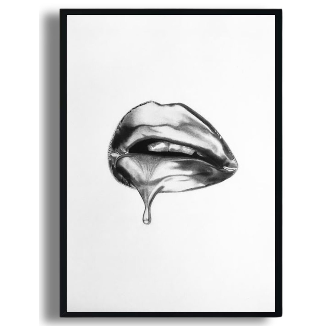Liquid Chrome Lips Poster