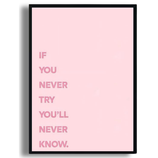 “If You Never Try You’ll Never Know” Pink Quote Poster