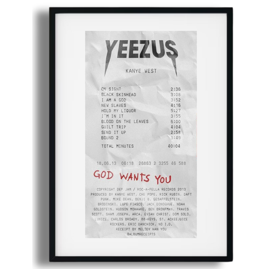 “Yeezus” Kanye West Receipt Poster