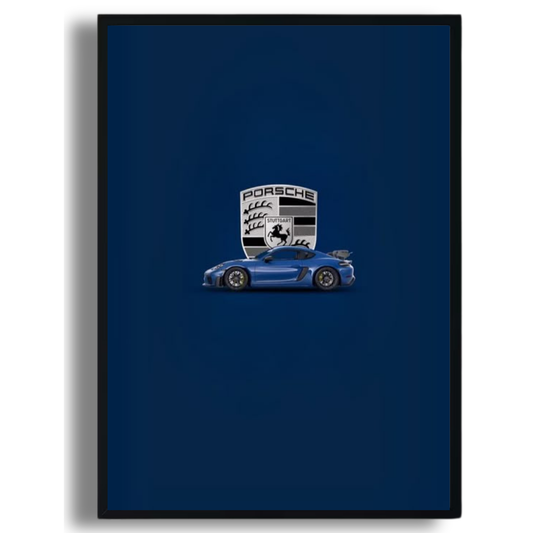 Blue Porsche Poster