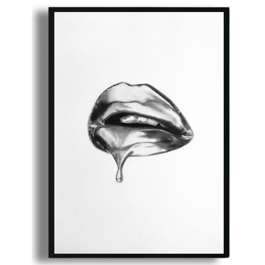 Liquid Chrome Lips Poster