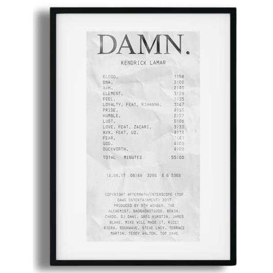 “DAMN.” Kendrick Lamar Receipt Poster